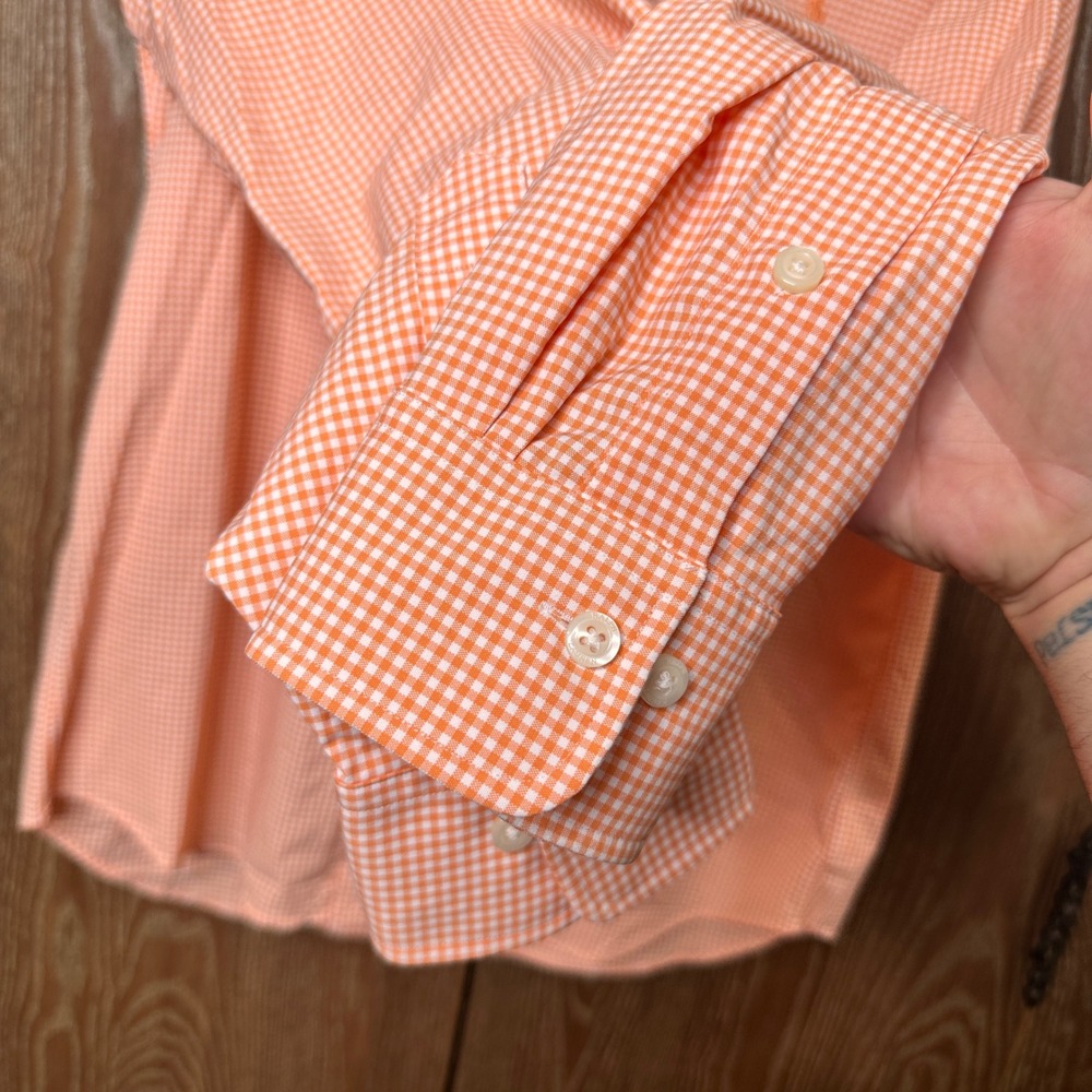 Polo Ralph Lauren Mens Performance Gingham Button Down Shirt Orange Large NEW - Picture 4 of 9